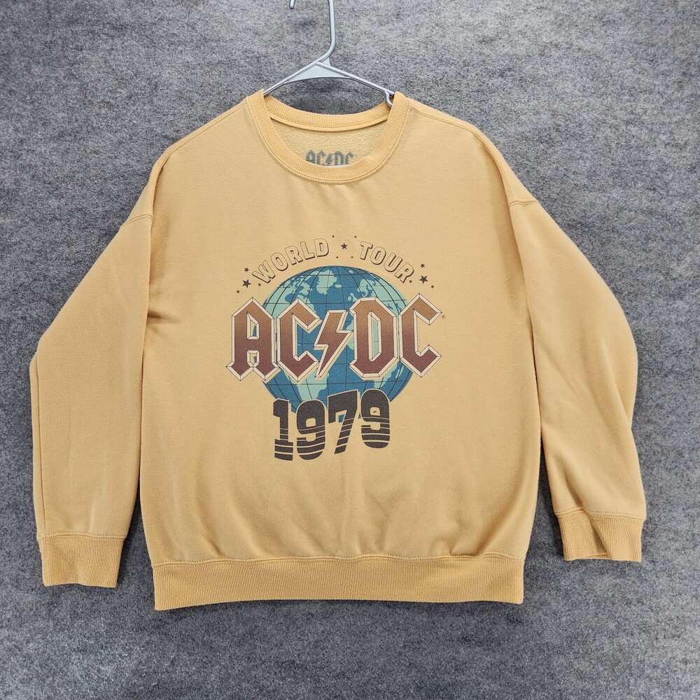 AC/DC Sweatshirt Womens XS Long Sleeve Yellow